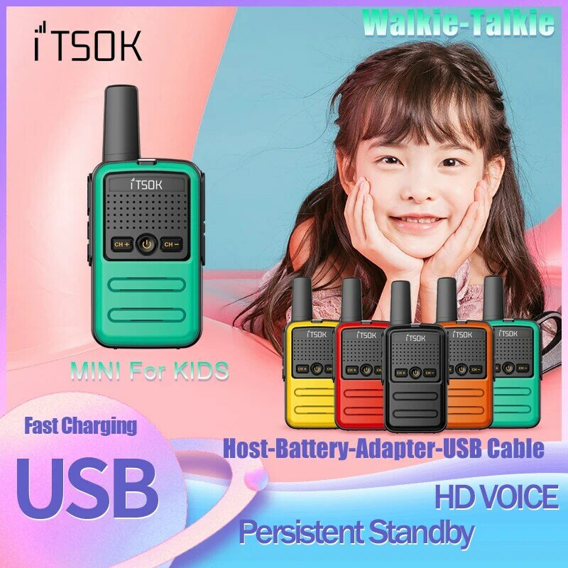 Interphone sans fil UHF, 2 pièces, interphone coloré, radio bidirectionnelle, mini jouets
