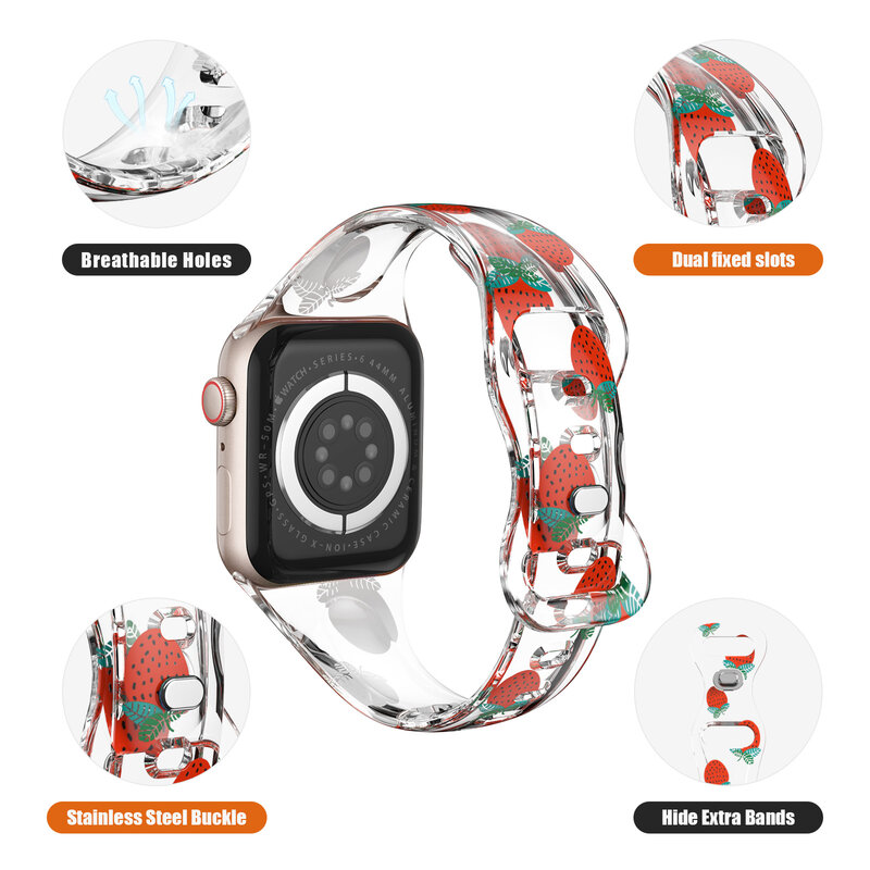 Transparency Strap For Apple iWatch Series 8 7 SE 6 For Watch Correa Silicone Band For Apple Watch 45 41mm 42 44mm 38 40mm