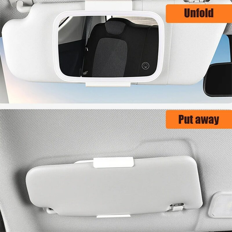 กระบังแสงกระจกแต่งหน้าแบบชาร์จไฟได้อเนกประสงค์สีขาวอุปกรณ์ตกแต่งภายในรถยนต์
