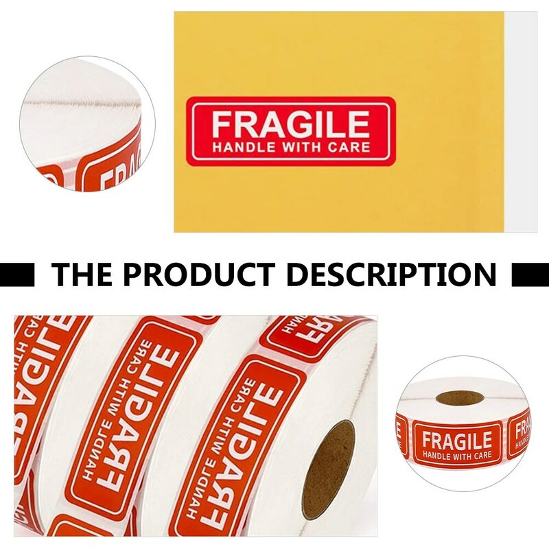 Etiqueta frágil etiqueta etiqueta etiqueta, Lidar com cuidado aviso embalagem, Etiqueta adesiva do transporte Lable
