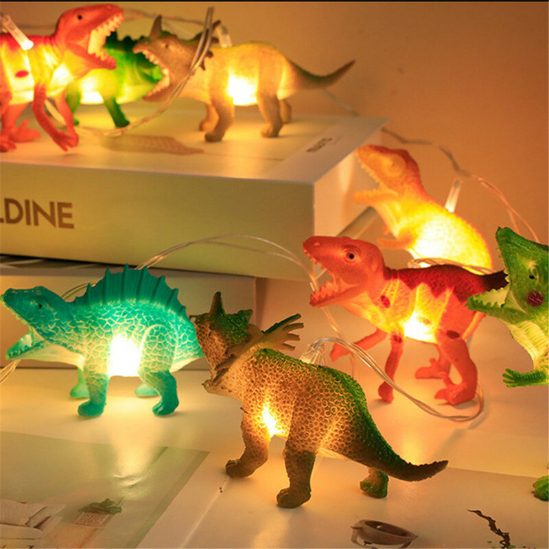 Guirxiété Lumineuse Dinosaure Créative à 10/20 LED, Lumière de Dégradation de Noël, Cadeau de ixpour Chambre d'Enfant