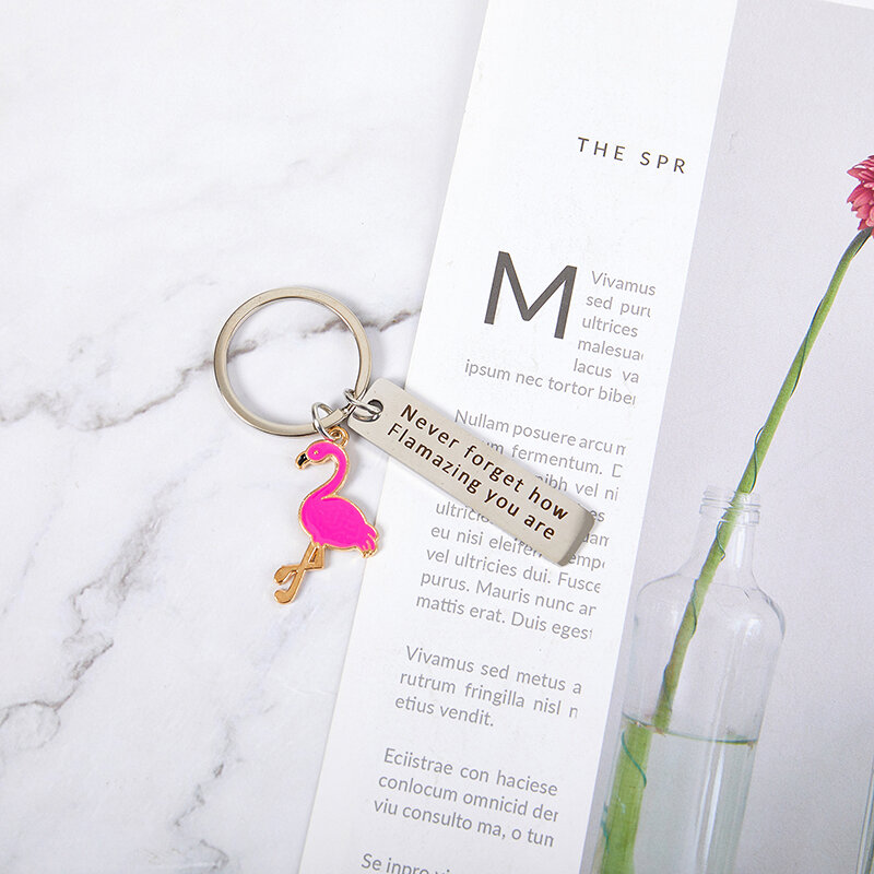 1PCS Motivational Flamingo Keychain "Never Forget How Flamazing You Are" Key Ring Women's Bag Pendant Men's Car Keychain Gifts