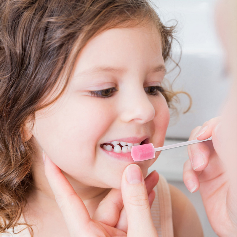 สวับด้านฟันใช้ได้จริง100ชิ้นสวับดูแลช่องปากฟองน้ำขัดทำความสะอาดช่องปากใช้แล้วทิ้ง