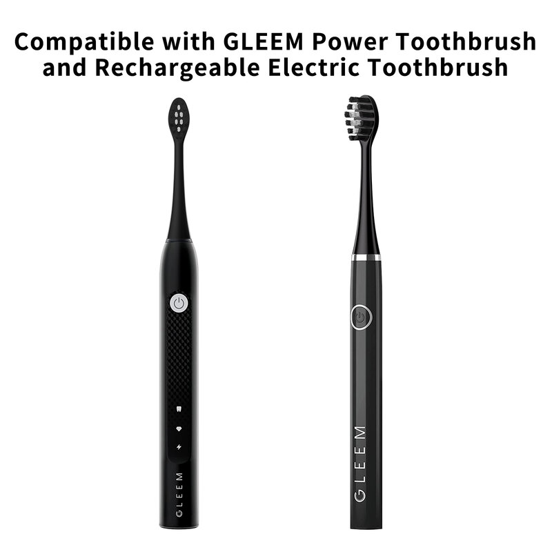 Têtes de brosse à dents de rechange compatibles avec la brosse à dents électrique Gleem, conception en forme de W plantée avec poils en nylon noir, paquet de 10