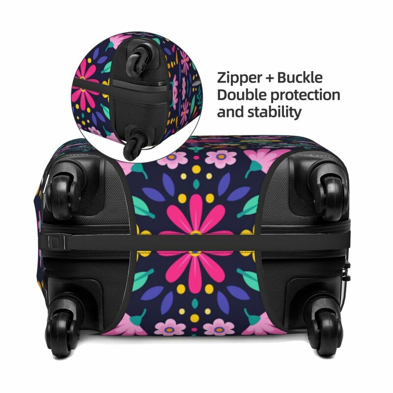 다채로운 꽃무늬 멕시코 꽃 수하물 커버, 탄성 여행 가방 보호 커버, 18-32 인치용 세트