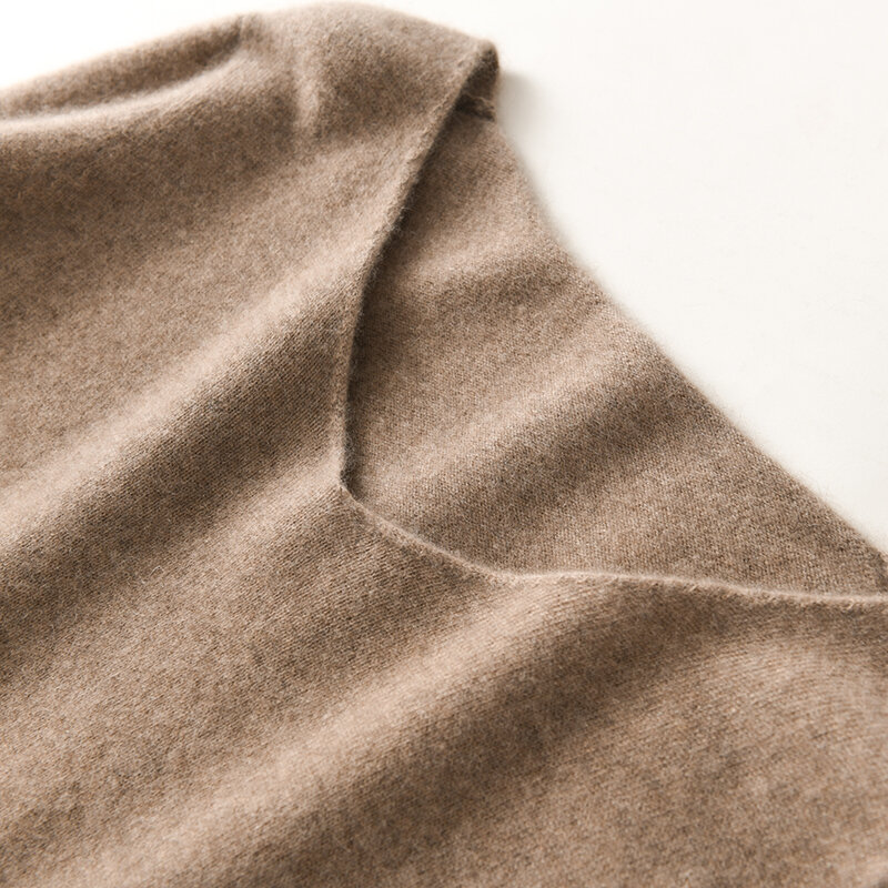 Suéter de lana pura para mujer, jersey con cuello en V, Tops de punto informales, chaqueta Regular de Color sólido, caliente, otoño e invierno, 100%