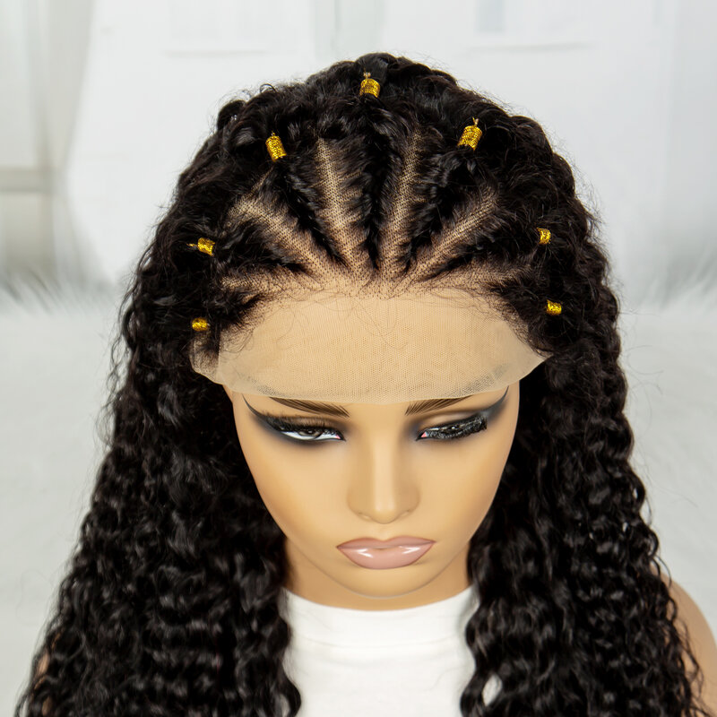Wig keriting Frontal renda transparan 13x4 28 30 inci gelombang air wig rambut manusia dengan kepang mulus untuk wanita kepadatan 180%