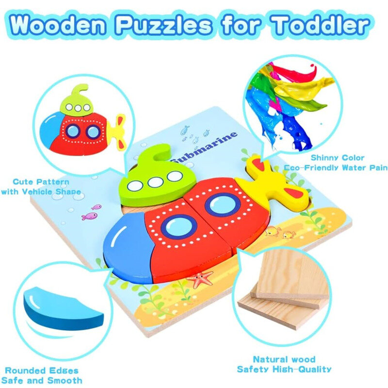 Montessori Jigsaw Children Creative Puzzle Wooden Toys Children Learning Early  Educational Color Puzzle Games Gifts New