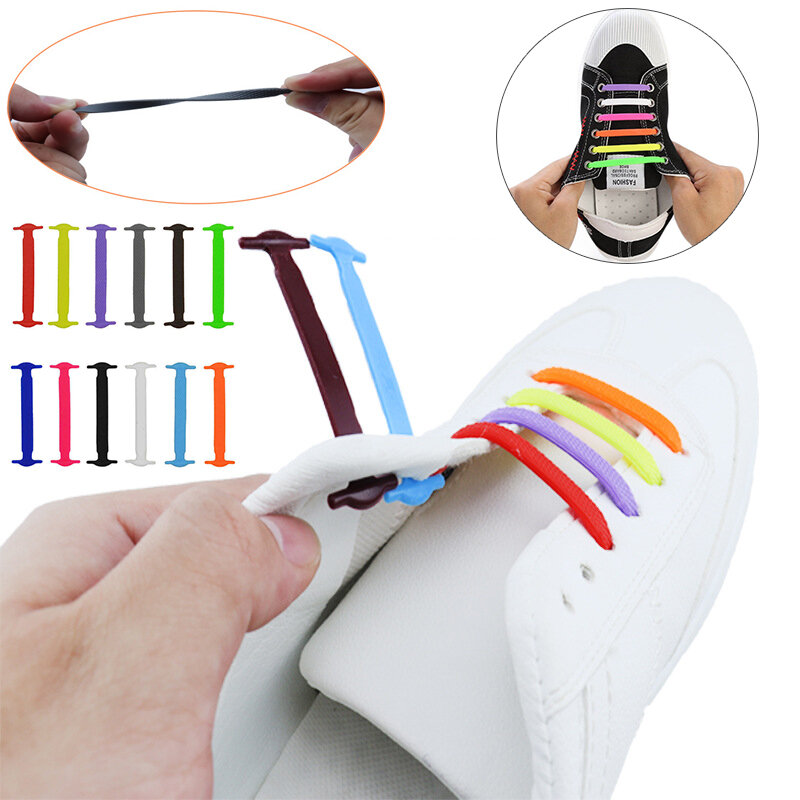 Cordones elásticos de silicona para zapatillas de niños y adultos, cordón de goma creativo, sin corbata, especial, 16 unidades por lote