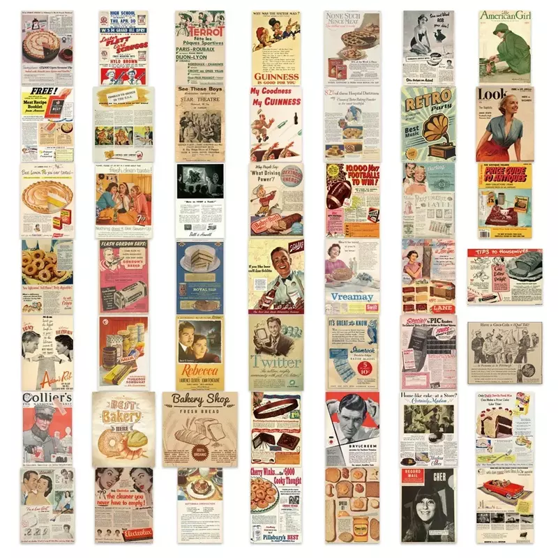 50 Stuks Retro Tijdschriften En Kranten Sticker Laptop Telefoon Gitaar Skateboard Koffer Diy Handboek Stickers Graffiti Stickers