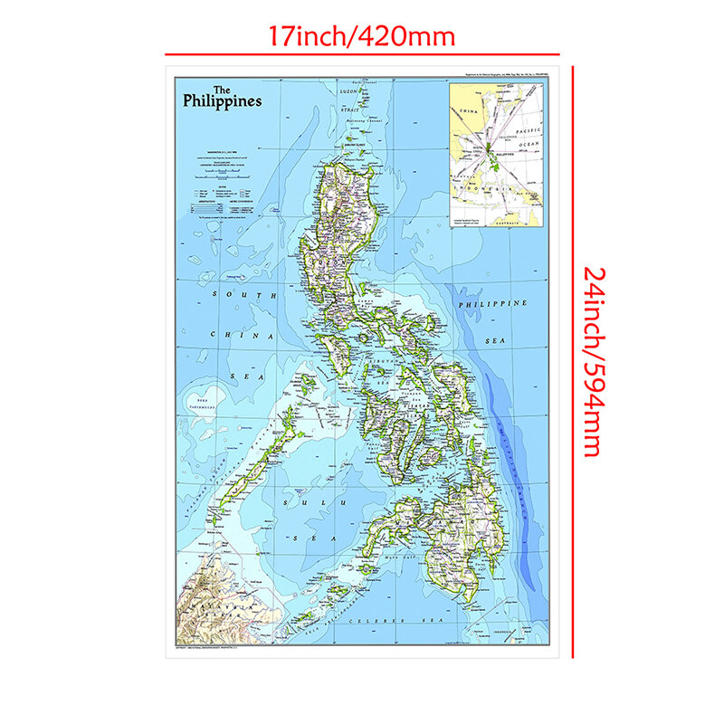 42*59センチメートルフィリピン行政地図1986年バージョンマップ壁の装飾のキャンバス絵画リビングルーム