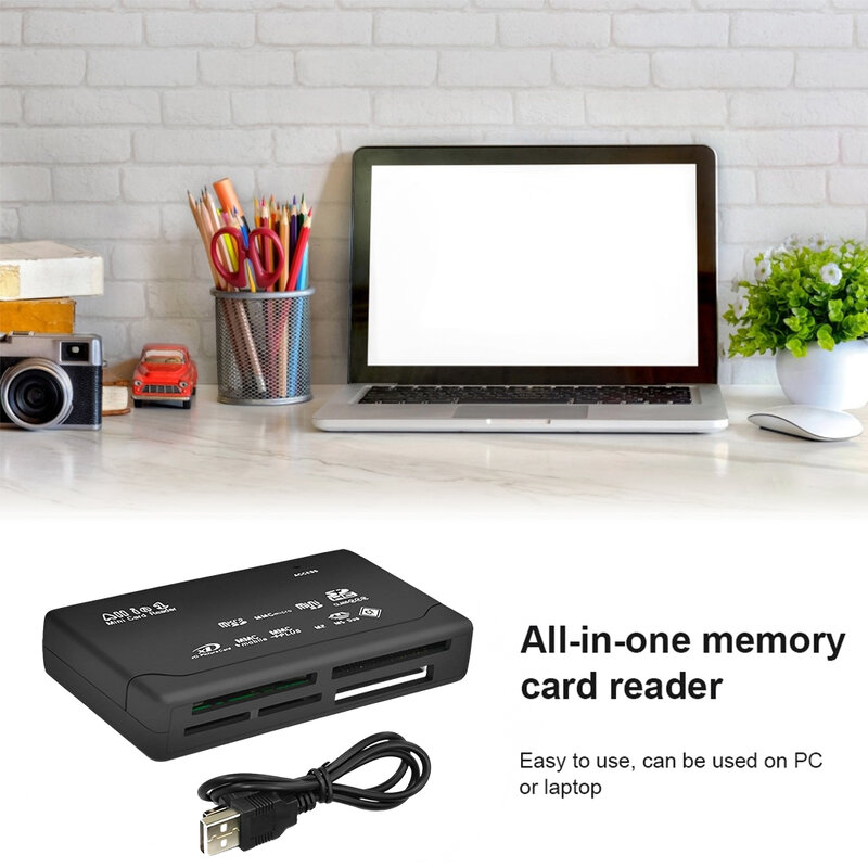 Lecteur de carte mémoire externe tout-en-un pour USB 2.0, Micro SD, SDHC, M2, MMC, XD, CF