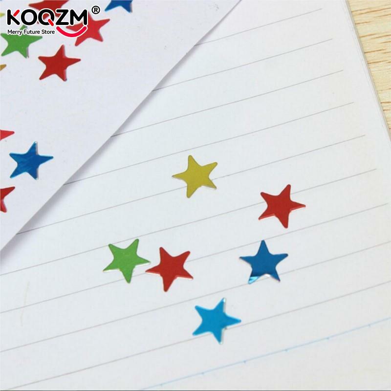 Selo colorido estrela de cinco pontas, adesivo de papel de papelaria para decoração, material de escritório e escola com 880 peças/10 folhas