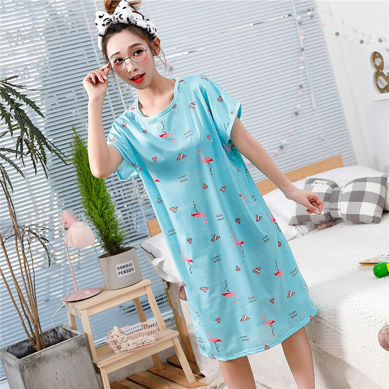 Pijama feminino manga curta loungwear desenhos animados solto roupas de casa fina sleepwear