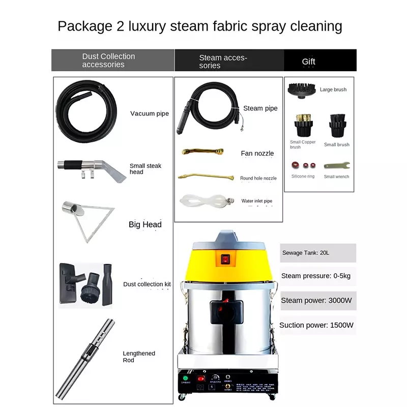 High Temperature and High Pressure Steam Spray and Suction Integrated Cleaning Cloth Sofa Car Multi-function Commercial Cleaner