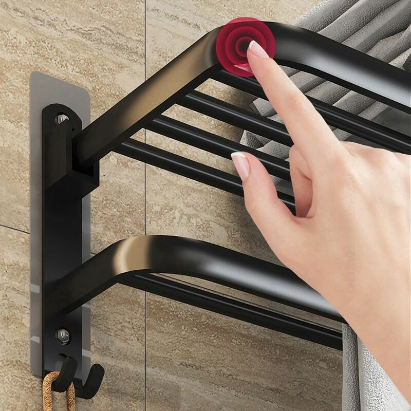 1Pcs Punch-Free Wall-Mounted Movable With Hook Folding Shower Shelf Shower Hanger Towel Rack Towel Holder