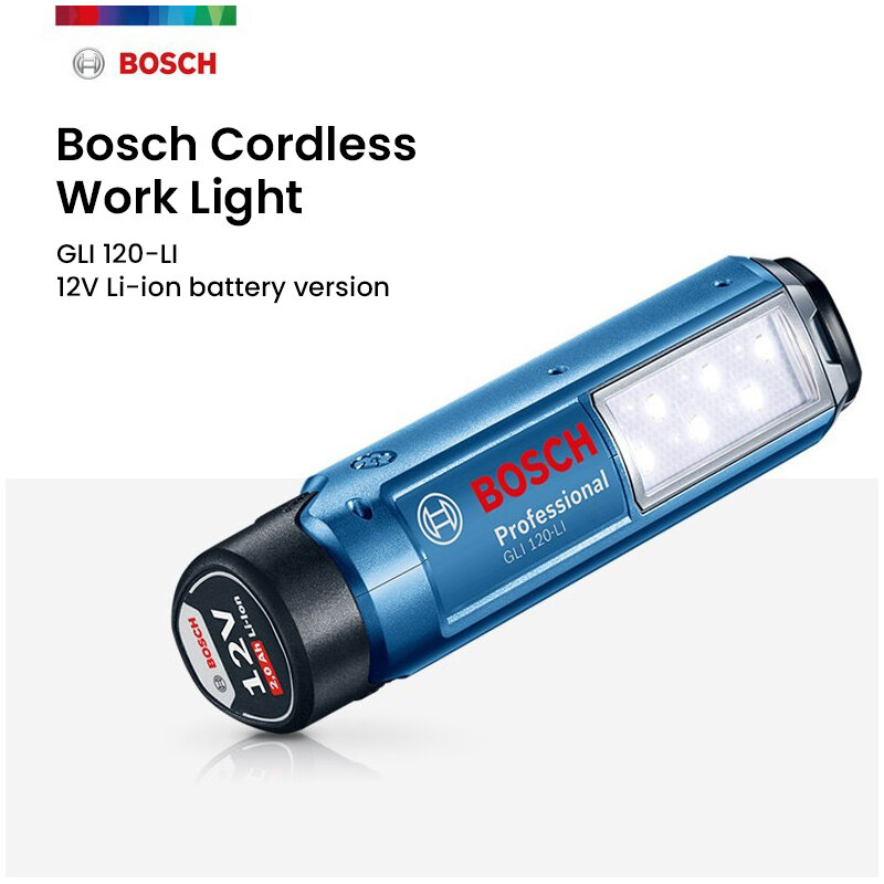 보쉬 GLI 120-LI LED 조명, LED 소스 작업등, 미니 무선 충전식 비상 보조베터리, 6 LED 비즈, 300 루멘 램프