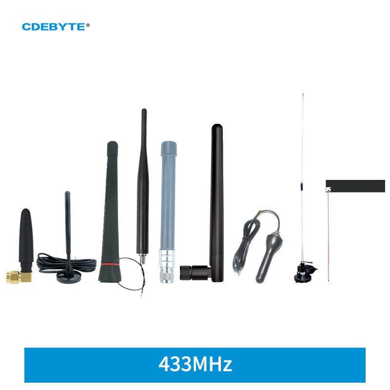 CDEBYTE-antena de goma plegable para walkie-talkie, módulo inalámbrico de 2 piezas, 433MHz, 2.5dBi, interfaz de SMA-J