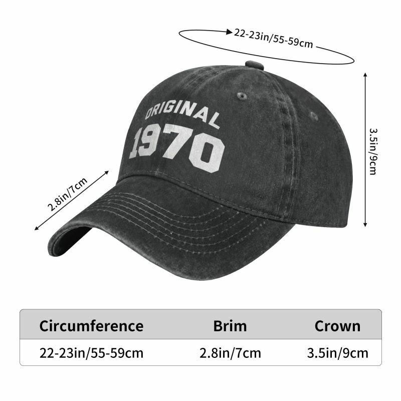 Punk Cotton Original Born In 1970 Funny Birthday Gift Baseball Cap for Men Women Breathable Dad Hat Outdoor