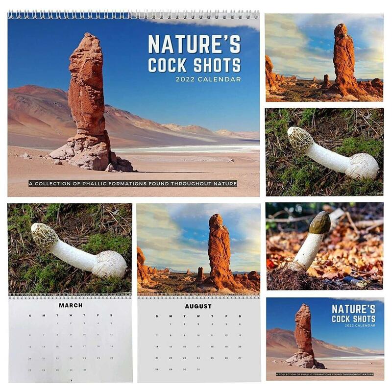 Nature's Cock Shots Calendário 2023, Natural Office Home Cenário Suprimentos, Calendário de parede engraçado, brincadeira, presente de Natal, Novo, Sc F9M5, 2023