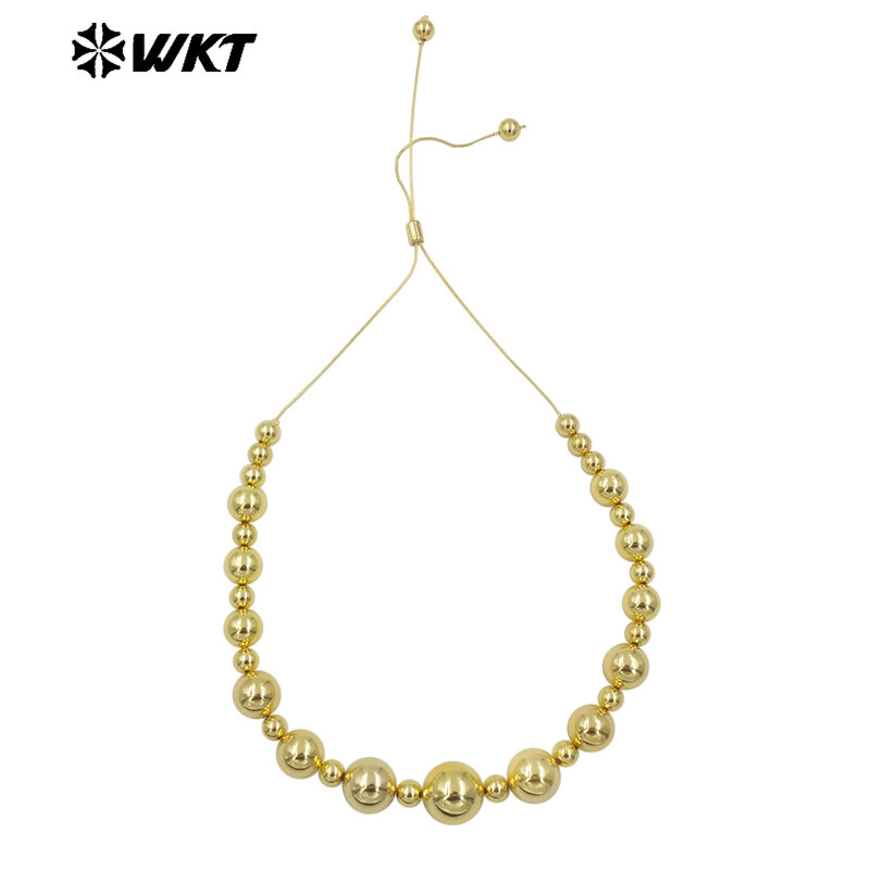 WT-JFN18 desain khusus baru 18k emas besar & kecil manik-manik pencampuran Interval dapat disesuaikan kalung untuk wanita pesta dihiasi