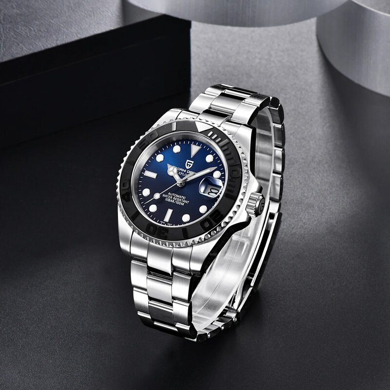 PAGANI DESIGN jam tangan Mekanikal pria, jam tangan otomatis safir Stainless Steel tahan air
