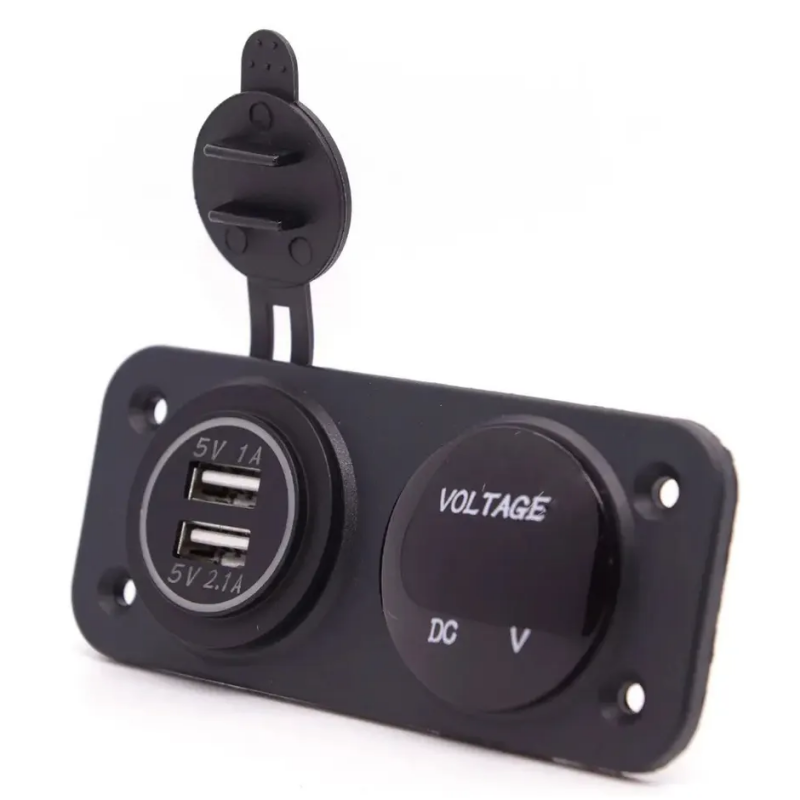 Ladegerät für Steckdose mit zwei USB-Anschlüssen 12V 24V, geeignet für Autos, Motorräder, Boote 3,1 A LED-Voltmeter