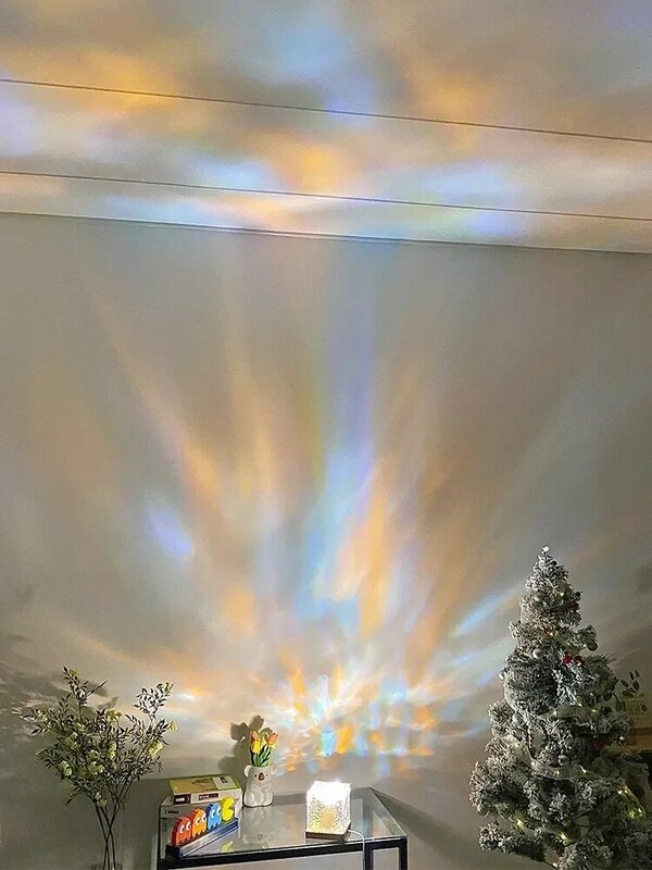 Lampu kristal riak air proyektor rumah, lampu dekorasi kamar tidur lampu malam estetika suasana matahari terbenam hadiah liburan