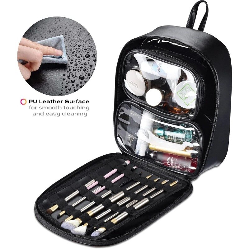 Manicure Table with Makeup Bag Foldable Traveling Nail Desk Makeup Train Case Nail Art Workstation Cosmetic Trolley Storage