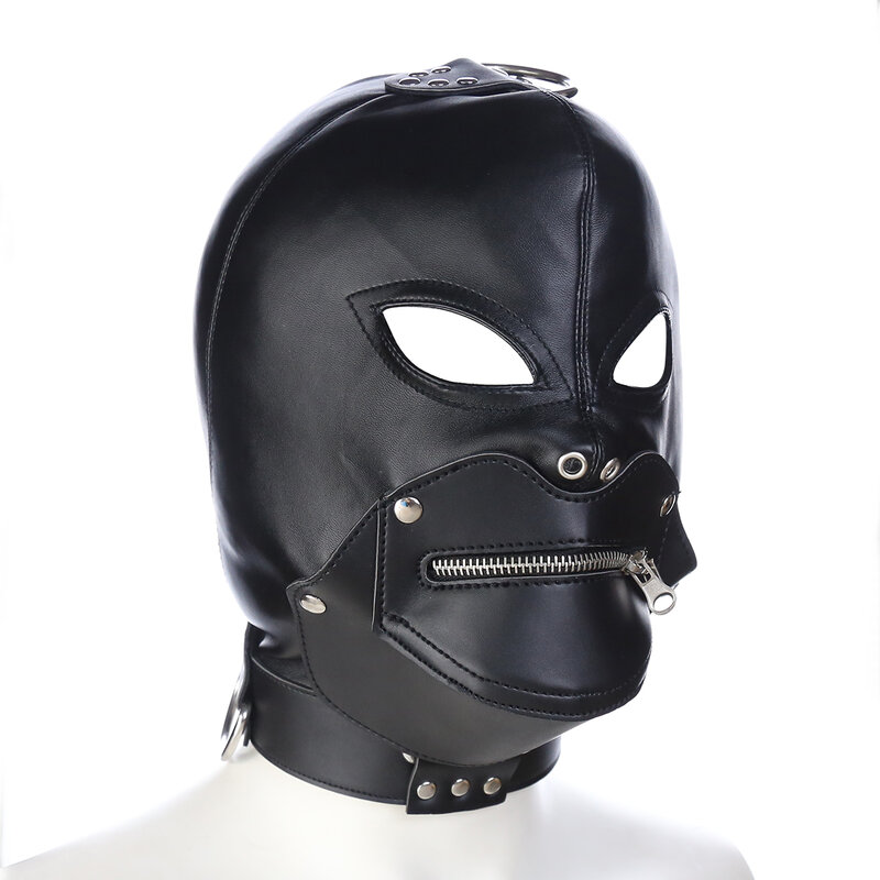 SM Halloween Demon Headcover con máscara de cremallera, casco, Bondage, penalización, pasión, coqueteo, Juguetes sexuales para mujeres y parejas, Roleplay