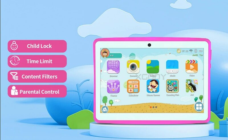 Sauenaneo-Mesa Educativa para Crianças, Tablet PC, Compatível com HDMI, Câmera 2, K107, 4GB + 64GB, 10 Polegada, Android 12
