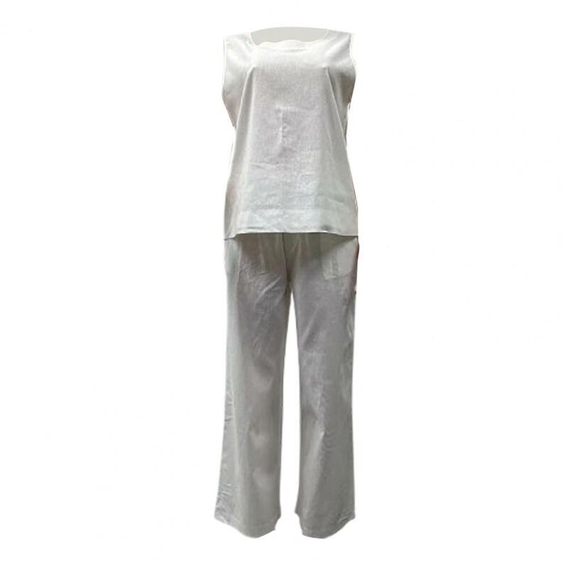 Dames Vest Broek Set Dames Tweedelige Casual Outfit Stijlvolle Dames Mouwloze Vest Wijde Pijpen Voor Casual Homewear Sport