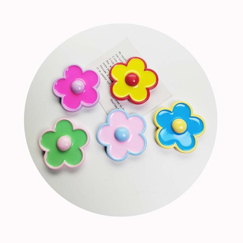 Doppi colori cinque petali fiori resina cabochon con retro piatto per tornante Scrapbooking gioielli fai da te accessori per la decorazione artigianale