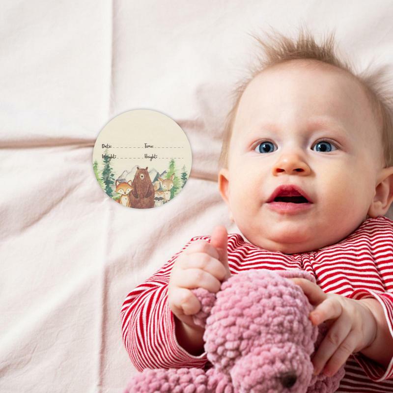월별 아기 마일스톤 나무 원형 이정표 카드, 사진 소품 마일스톤 디스크, 아기 발표 카드, 아기 성장 및