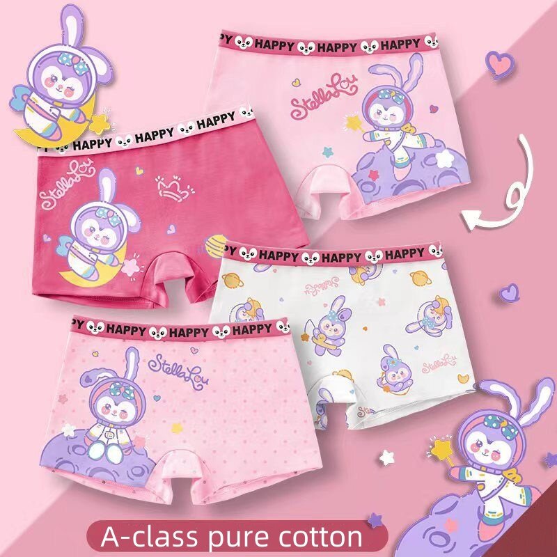 Ropa interior de algodón puro para niños y niñas, ropa interior de dibujos animados de princesa, paquete de 4