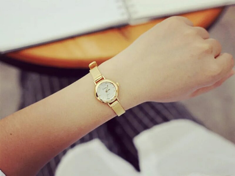 Relógio quartzo malha cinto feminino, relógio de pulso analógico, estilo simples, elegante