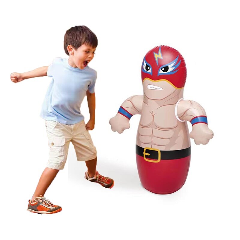 男の子と女の子のためのインフレータブルボクシングバッグ,トレーニングツール,55cmの大きな95cmの寸法,タンブラー,ハンマー付きの子供のおもちゃ