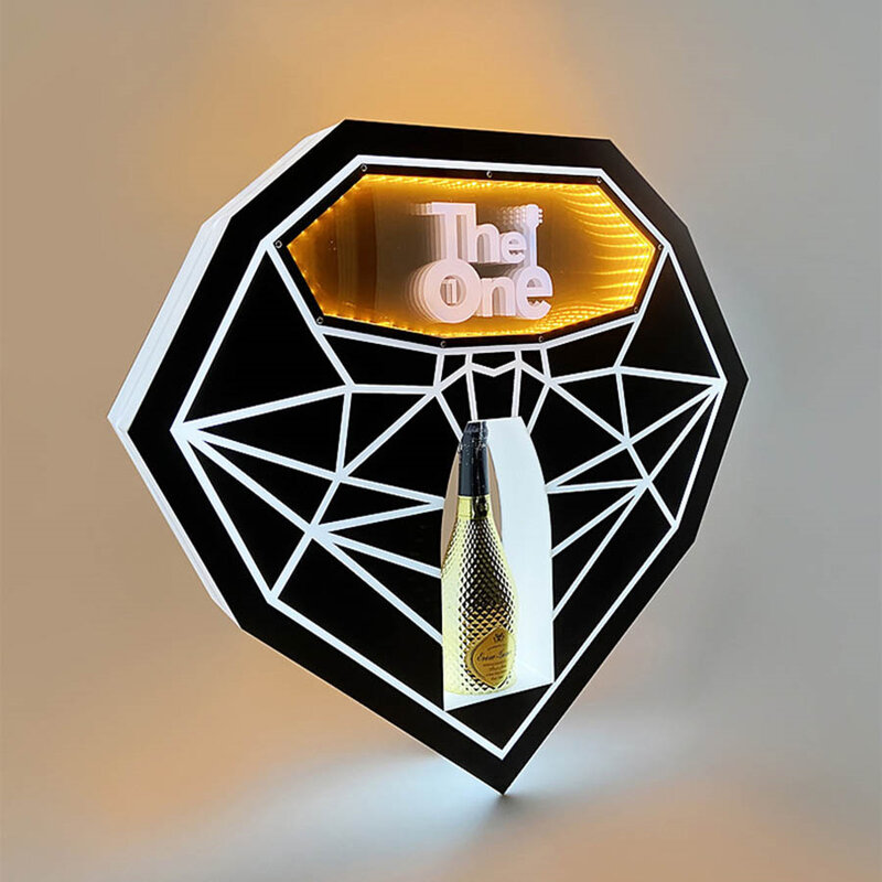 Diamante Forma LED Garrafa Glorifier, Apresentador Wine Display Rack, Garrafa Serviço Apresentador para Bar, Discoteca