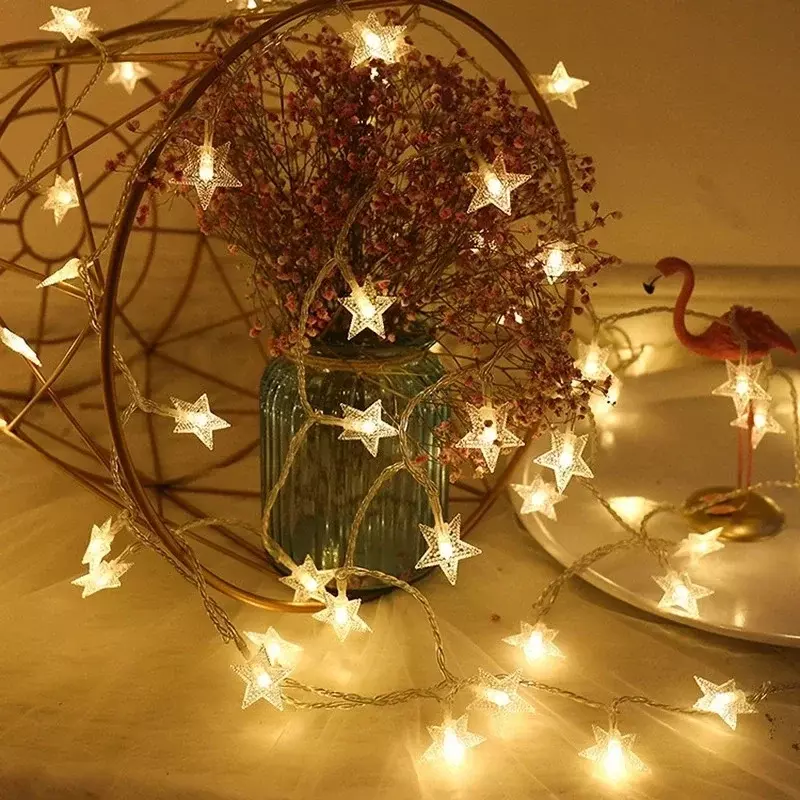 LED floco de neve estrela corda feericamente luz guirlanda árvore de natal quarto de ano novo decoração dia dos namorados usb bateria