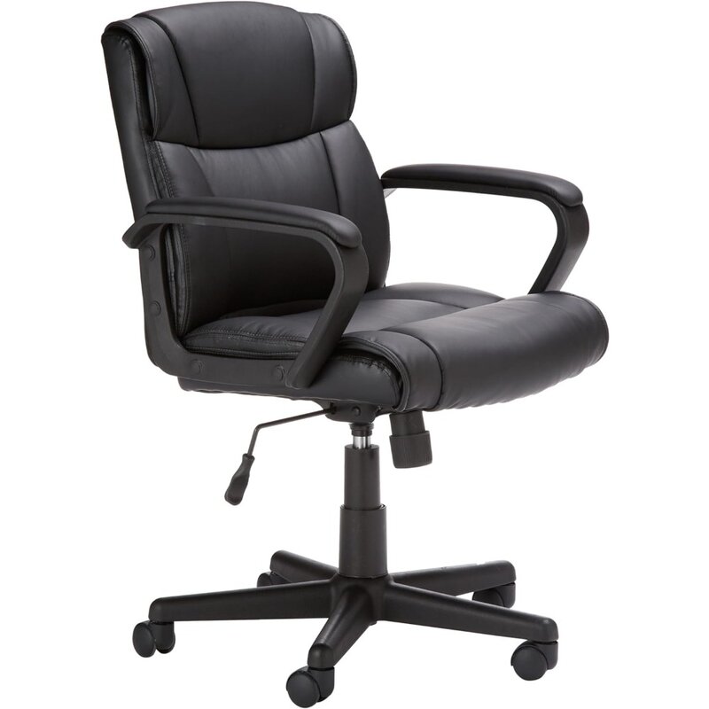 Office Computer Task Desk Chair with Padded Armrests, Mid-Back, Adjustable, 360 Swivel, Rolling, 275 Pound Capacity