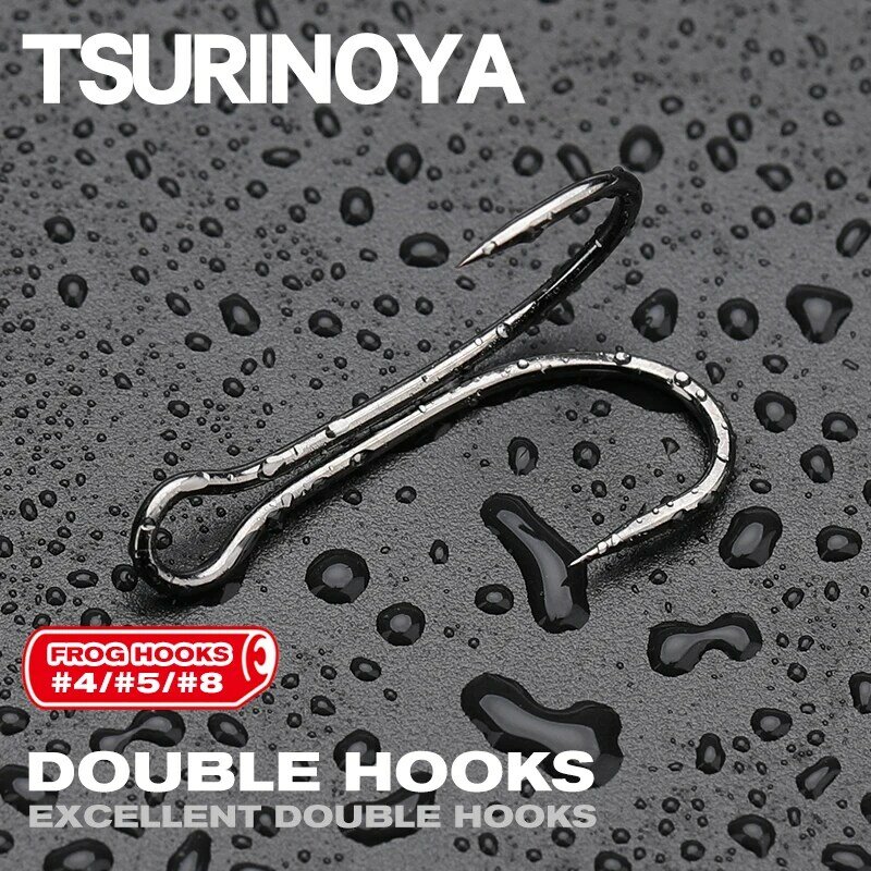 TSURINOYA 20pcs/40pcs Double Hooks Frog Hooks Sea  Lure Sharp Fishing Hook 4#/5#/#8 High Carbon Steel  Bait Lure Hooks