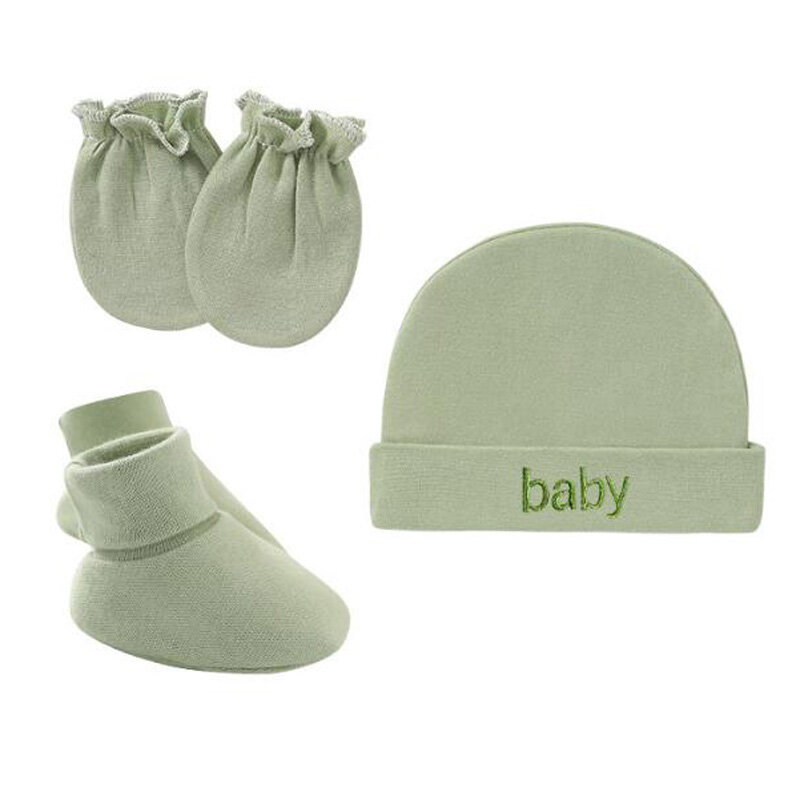 3 Stuks Nieuwe Pasgeboren Baby Hoed + Handschoenen + Sokken Set