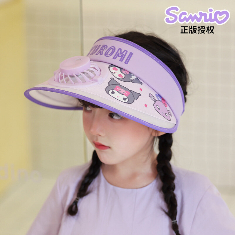 Hello Kitty Y2K Fan Cap Sanrio Kawaii Anime Kuromi Cinnamoroll Pochacco USB ventola di ricarica cappello da sole Cartoon bambini cappello da sole regali