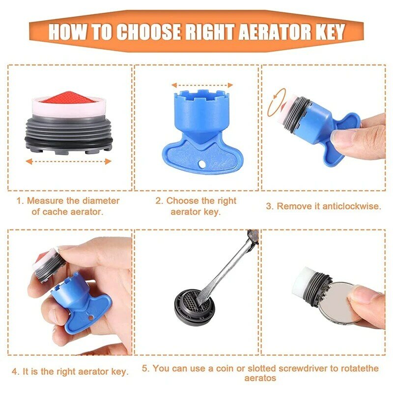 12 Pieces Faucet Aerator For Cache Aerators And 5 Pieces Cache Faucet Aerator Key Removal Wrenches, Cache Aerators