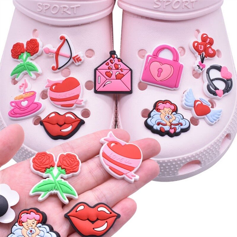 1pcs Pins for Crocs Charms Shoes Accessories Wedding Lover Decoration Jeans Women Sandals Buckle Kids Favors Men Badges