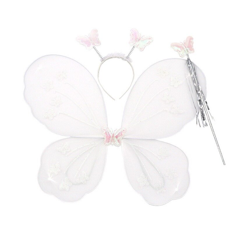3Pcs/Set Kids Butterfly Headband Wings Cute Party Props with Fairy Wand Glitter Butterfly Dressing Up Fairy Wing Cosplay Costume