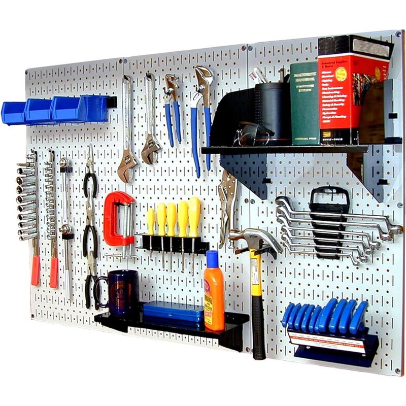 Wall Control Standard Workbench, Metal Pegboard Tool Organizer, branco ou preto, 30 WRK-400WB