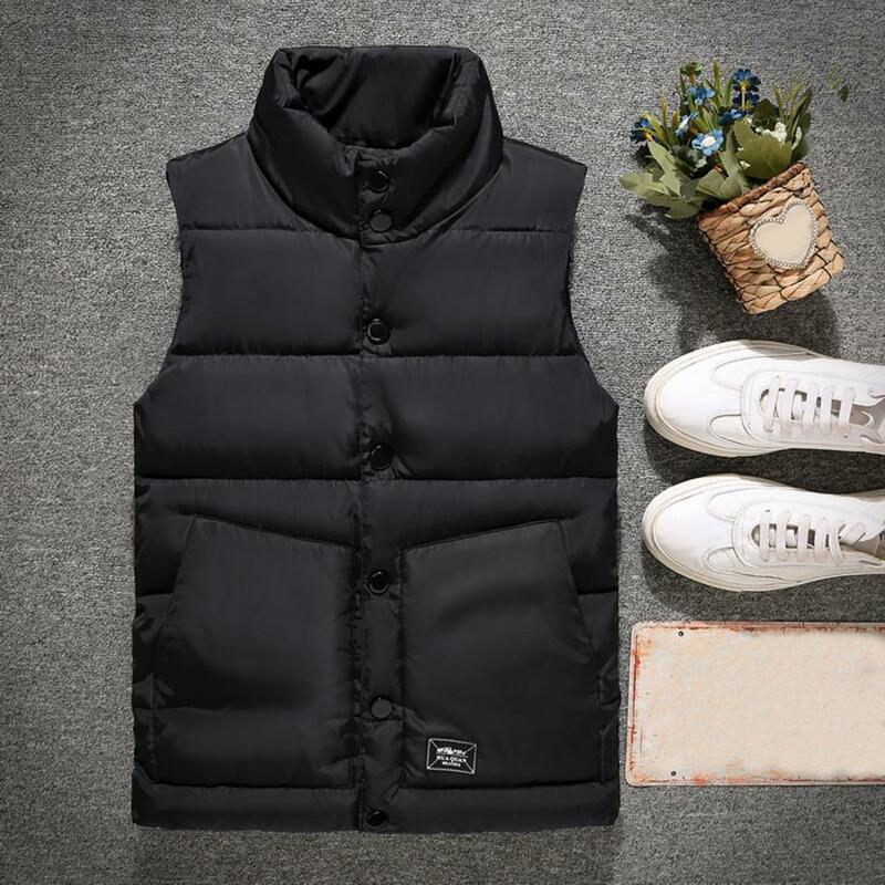 Vest Men Autumn Winter Warm Sleeveless Waistcoat Cotton Padded Solid Color Coldproof Vest Jacket Men Thickened Vest for Daily
