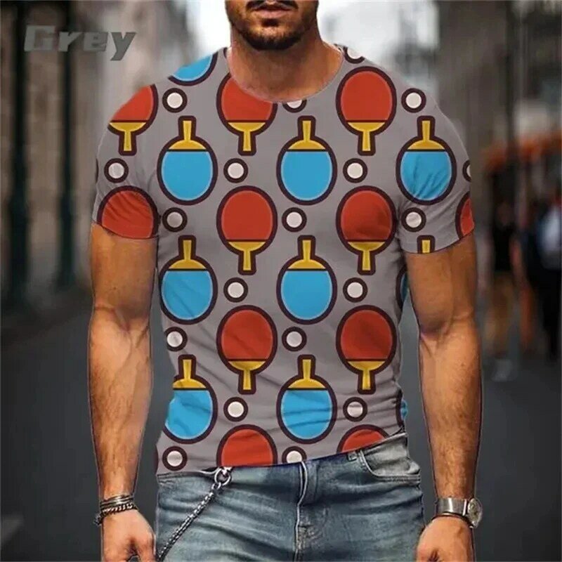 T-shirt de tênis de mesa dos homens, personalizada, casual, solta, esportiva, manga curta, roupa de rua, moda verão