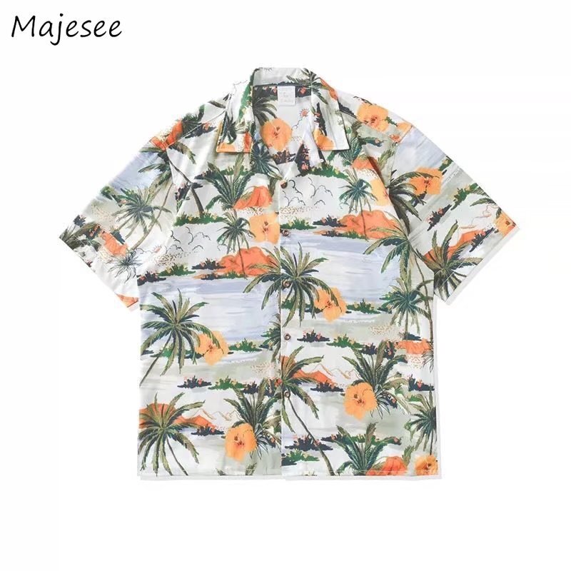Retro kwieciste koszule męskie w stylu Casual, letnia japońska hawajska stylowa Harajuku fajna przystojna główna ulica osobiste Camisas Masculinas